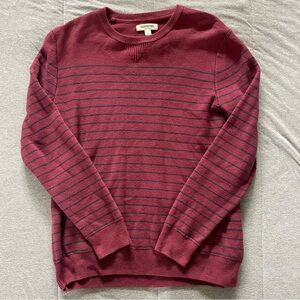 Goodthreads Men's Maroon and Navy‎ Striped Crewneck Sweater